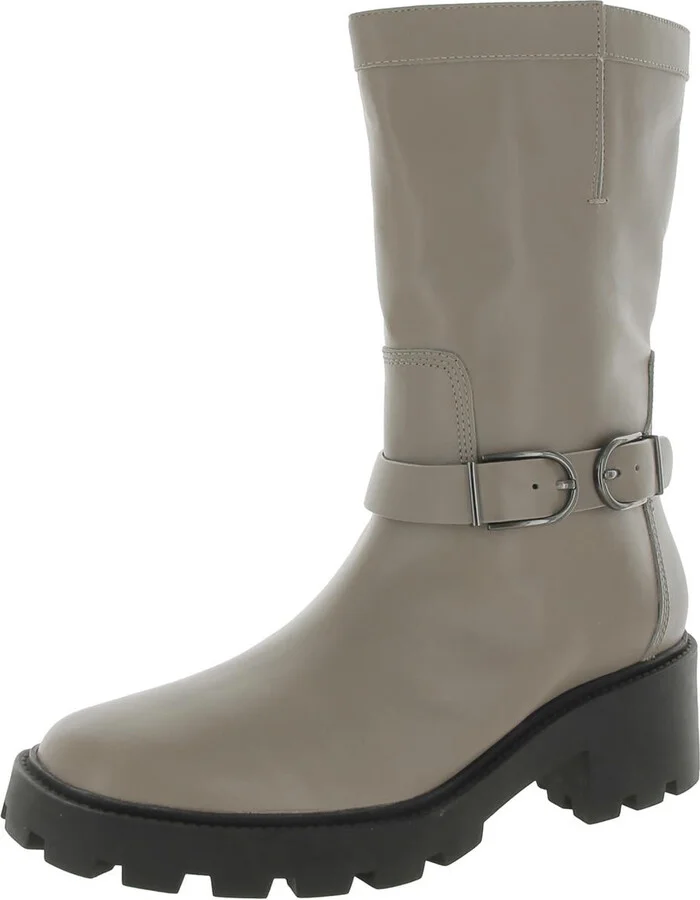 Elle Womens Zipper Block Heel Motorcycle Boots