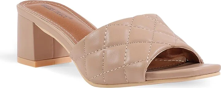 ELLEN TRACY Women's Block Heel Open Toe Mules Heeled Sandal