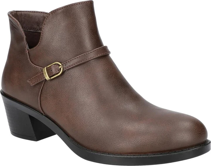 Ellery Womens Faux Leather Block Heel Ankle Boots