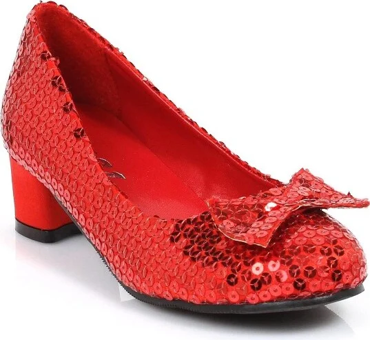 Ellie Shoes 1 Inch Heel Sequined Red Costume Slipper Shoe | Child Large