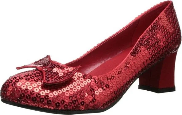 Ellie Shoes Red Judy 2" Heel Sequined Adult Shoes Size