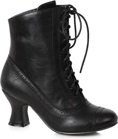 Ellie Shoes Victorian 2.5" Heel Women's Mid Calf Lace Up Costume Boot (Black) - Size