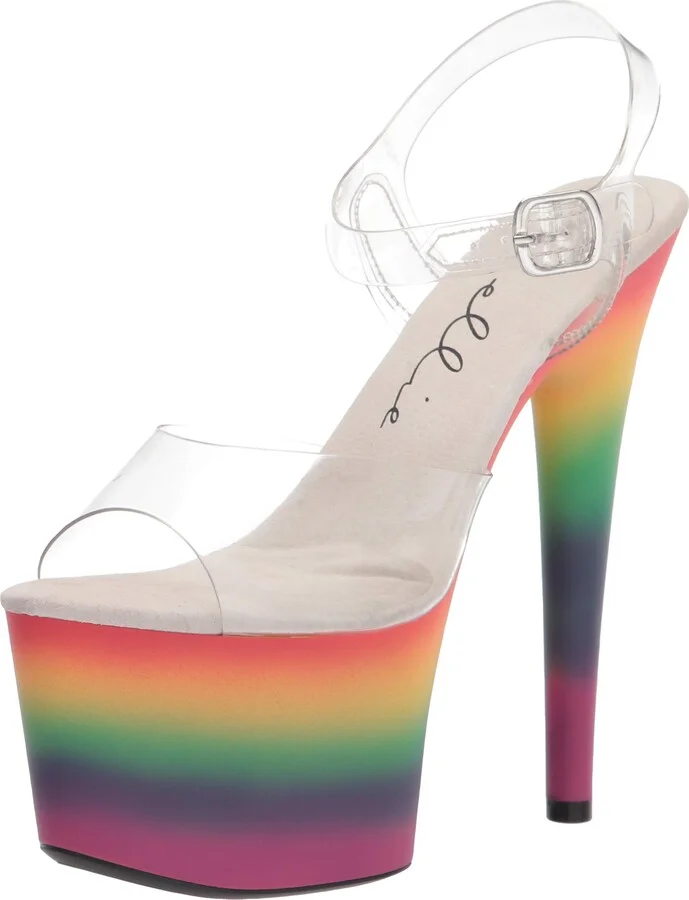 Ellie Shoes Women's 7" Heel Rainbow Platform Stiletto Sandal Heeled
