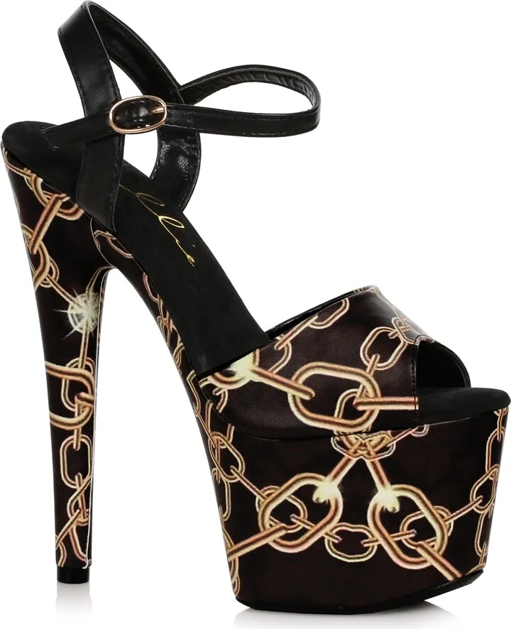 Ellie Shoes Women's 709-CHAIN-BLK Heeled Sandal