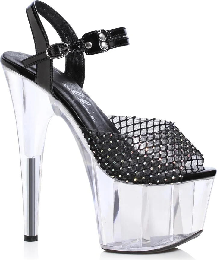 Ellie Shoes Women's Rhinestone Mesh Sandal Heeled