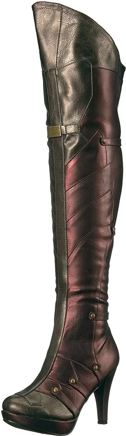 Ellie Shoes Women's Wonder Superhero Boots - Sexy Thigh High Heels Red Gold