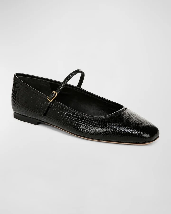 Ellie Snake-Embossed Mary Jane Ballerina Flats - Image 2