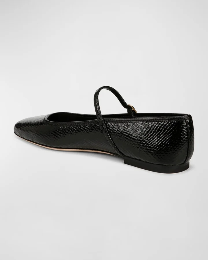 Ellie Snake-Embossed Mary Jane Ballerina Flats - Image 3
