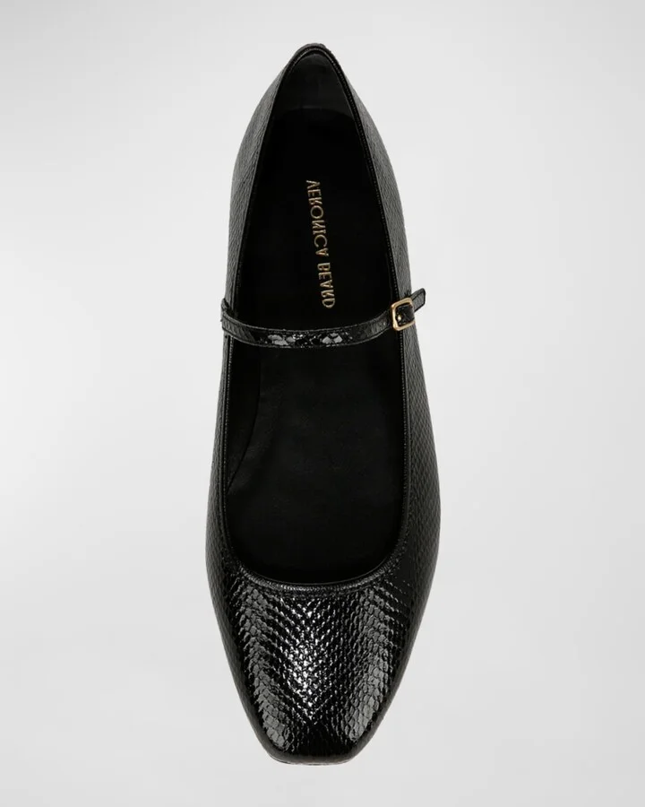 Ellie Snake-Embossed Mary Jane Ballerina Flats - Image 9
