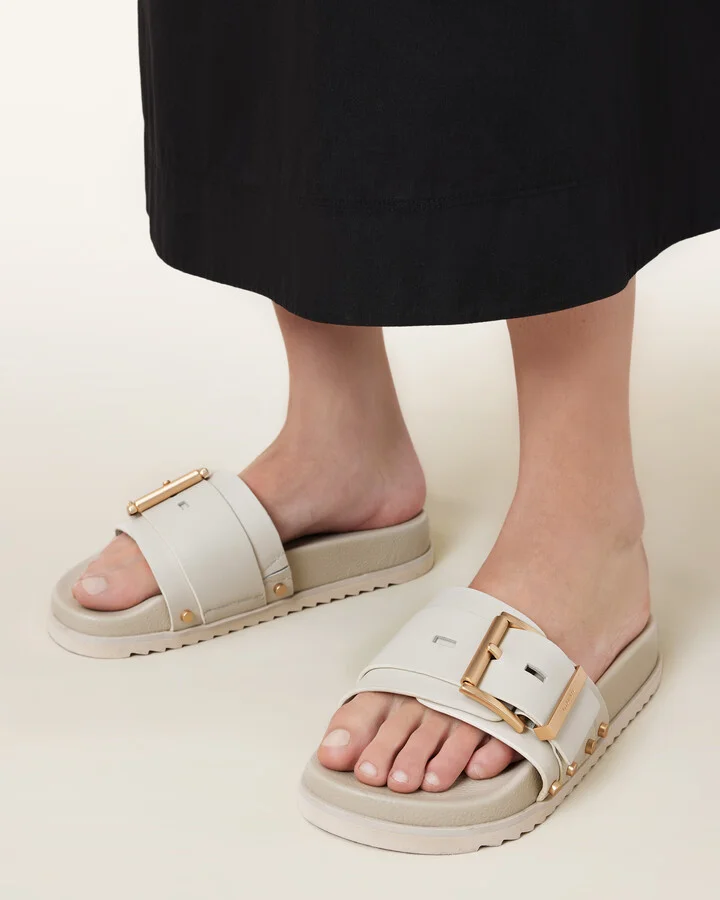 Ellie Studded Buckle Leather Sliders - Image 4
