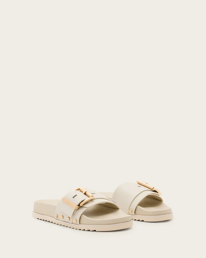 Ellie Studded Buckle Leather Sliders - Image 5