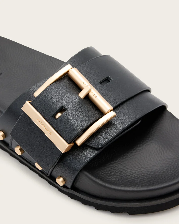 Ellie Studded Buckle Leather Sliders - Image 5