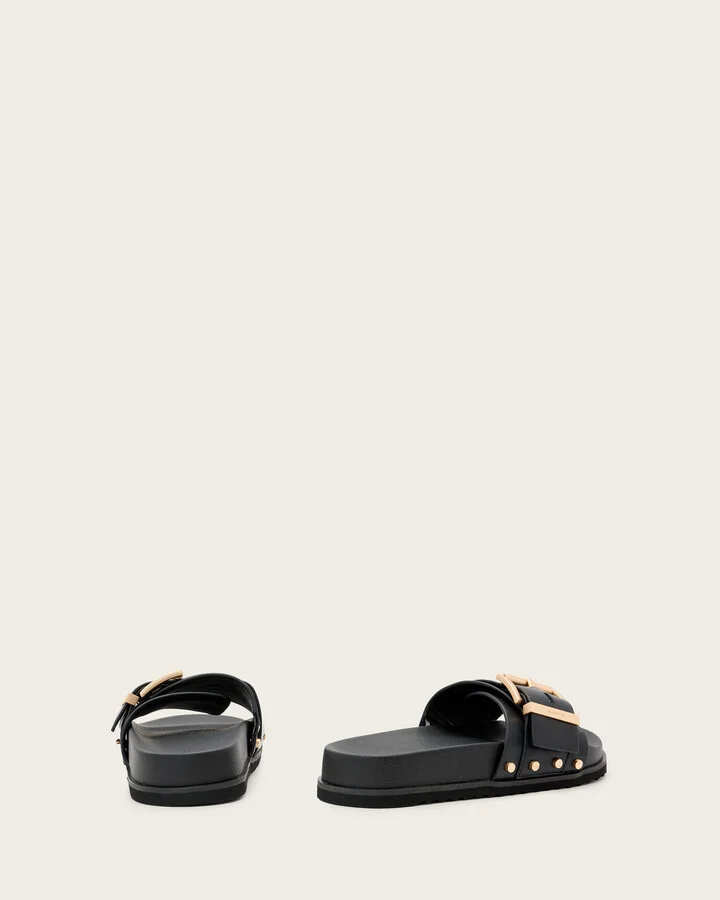 Ellie Studded Buckle Leather Sliders - Image 6