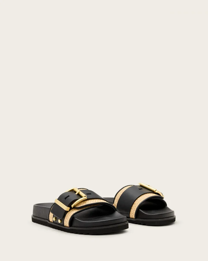 Ellie Studded Buckle Leather Sliders - Image 4