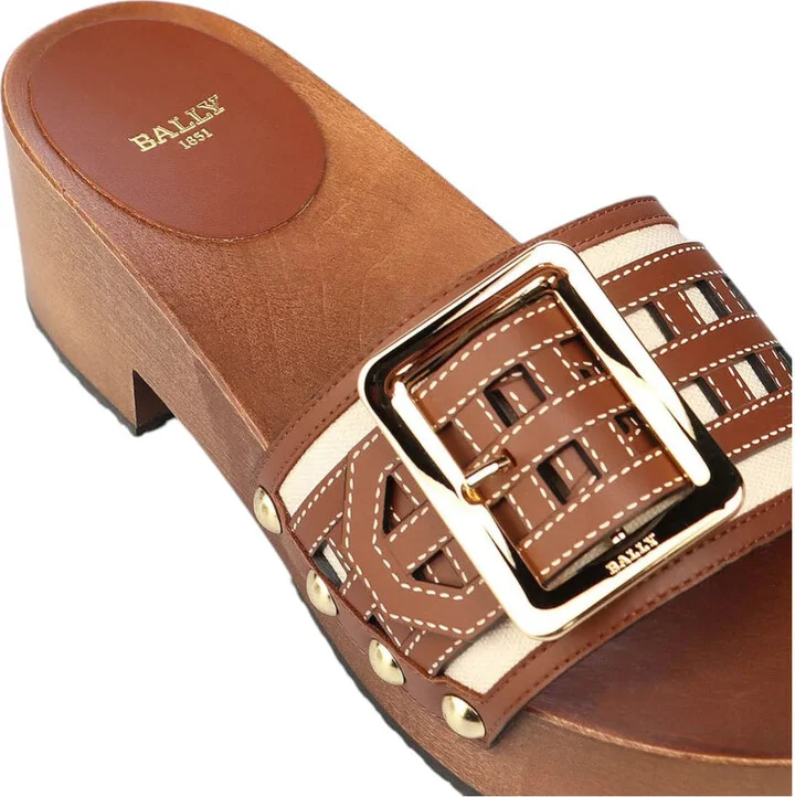 Ellin 6238126 Women's Natural Cotton Wood Buckled Sandals