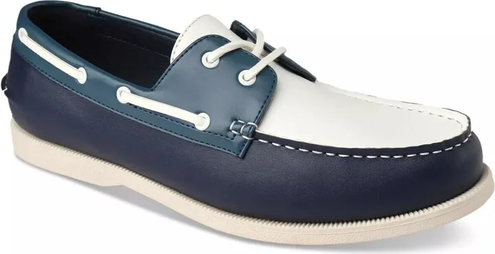 Elliot 100134206 Boat Shoes Men Blue White Polyurethane Moc-Toe MKZZ42
