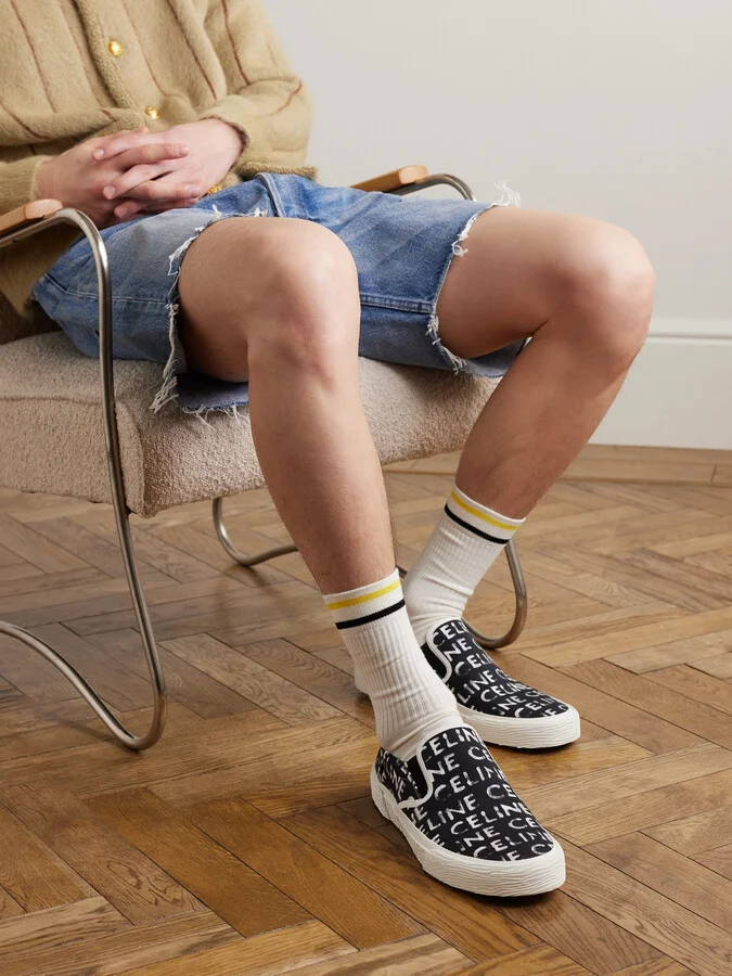 Elliot Leather-Trimmed Logo-Print Canvas Slip-On Sneakers - Image 2