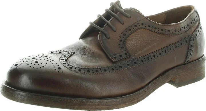 ELLIS Mens Perforated Leather Derby Shoes