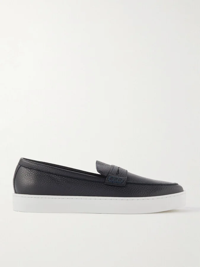 Ellis Textured-Leather Penny Loafers
