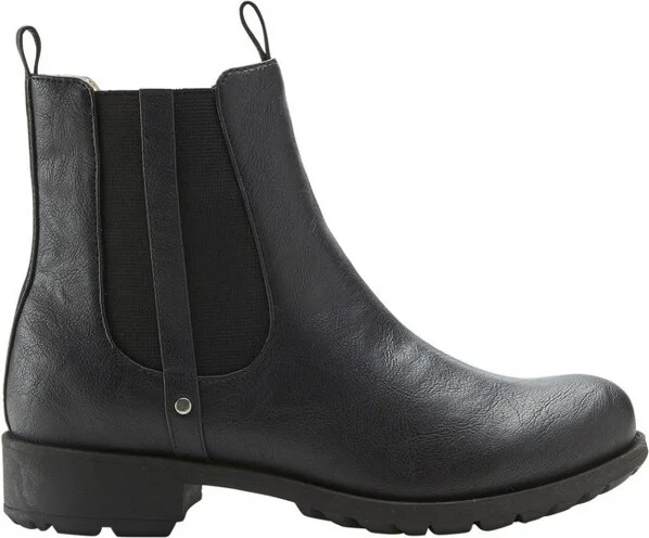 ellos Women's High Pile Fleece Lined Faux Leather Chelsea Bootie - 9 1/2 M, Black (Wide Widths Available)