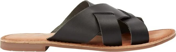 ellos Women's Multi-Strap Leather Sandal - 10 1/2 W, Black (Wide Widths Available)