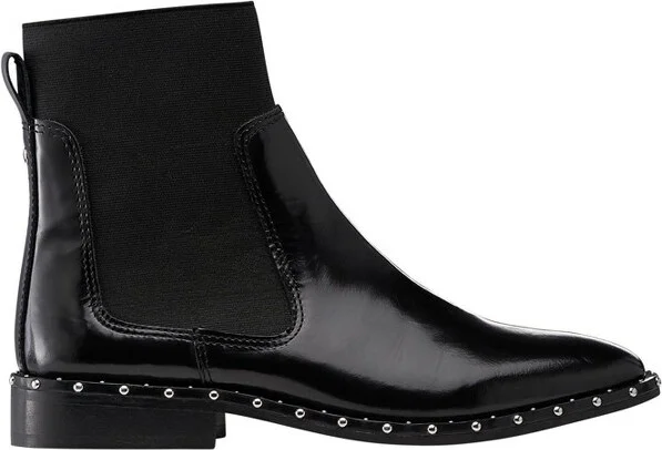 ellos Women's Patent Leather Studded Bootie - 9 M, Black (Wide Widths Available)