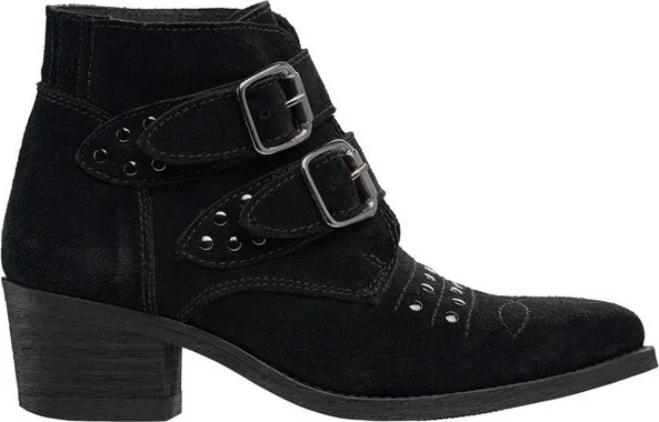 ellos Women's Two Buckle Suede Bootie - 8 M, Black (Wide Widths Available)