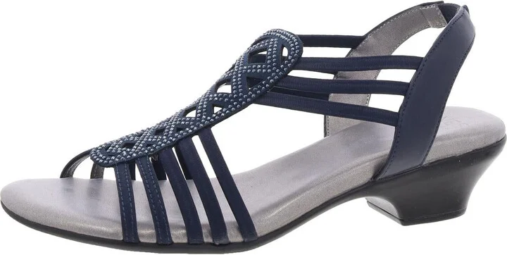 Ellya Womens Rhinestone Manmade Slingback Sandals