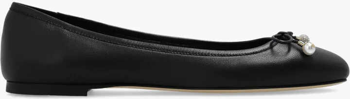 ‘Elme’ Leather Ballet Flats, , - Black