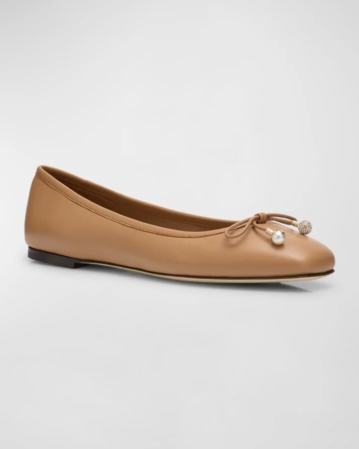 Elme Leather Bow Ballerina Flats - Image 3