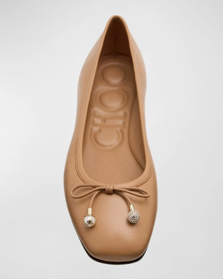 Elme Leather Bow Ballerina Flats - Image 5