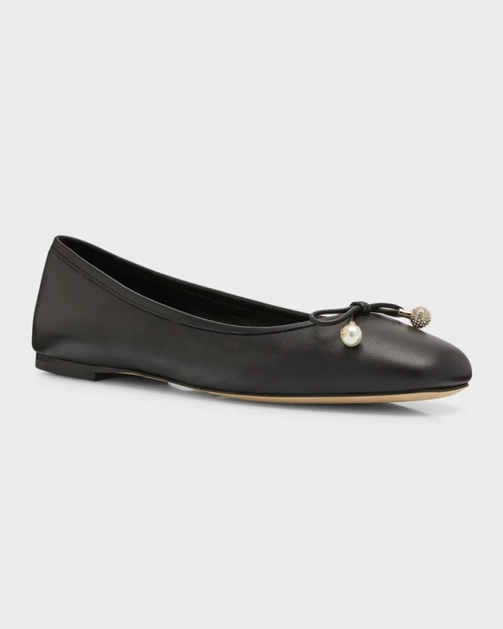 Elme Leather Bow Ballerina Flats - Image 2