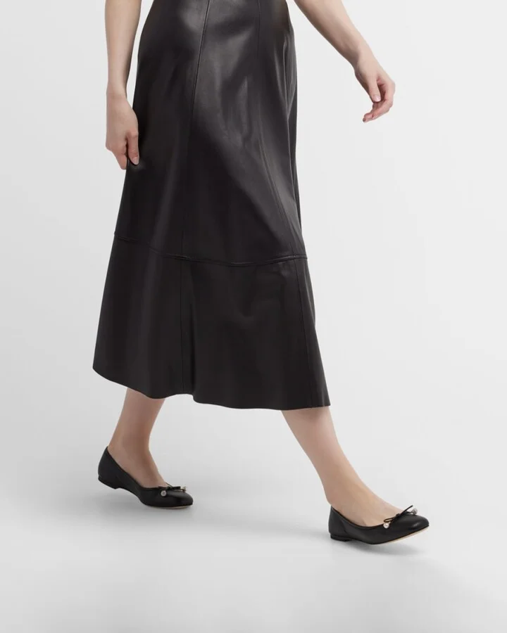 Elme Leather Bow Ballerina Flats - Image 3