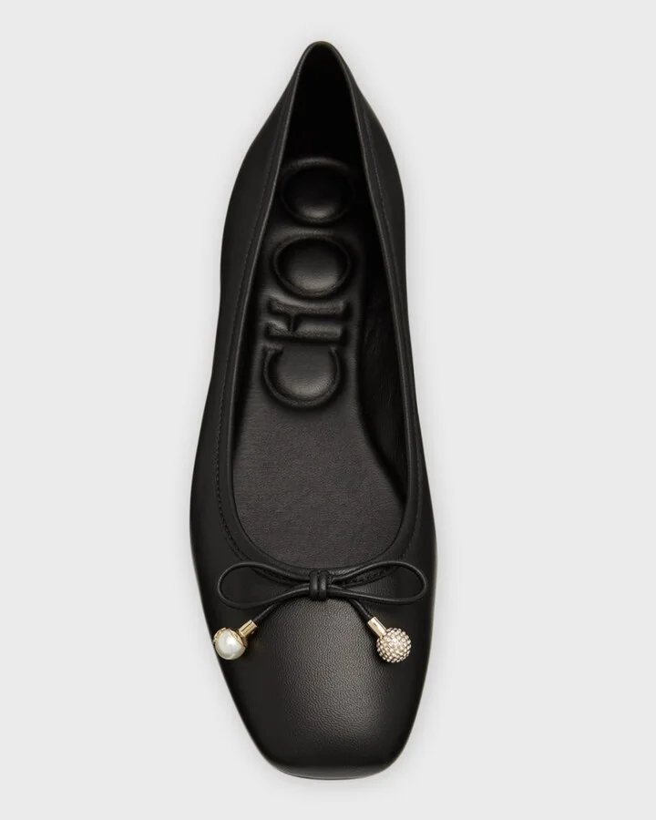 Elme Leather Bow Ballerina Flats - Image 4