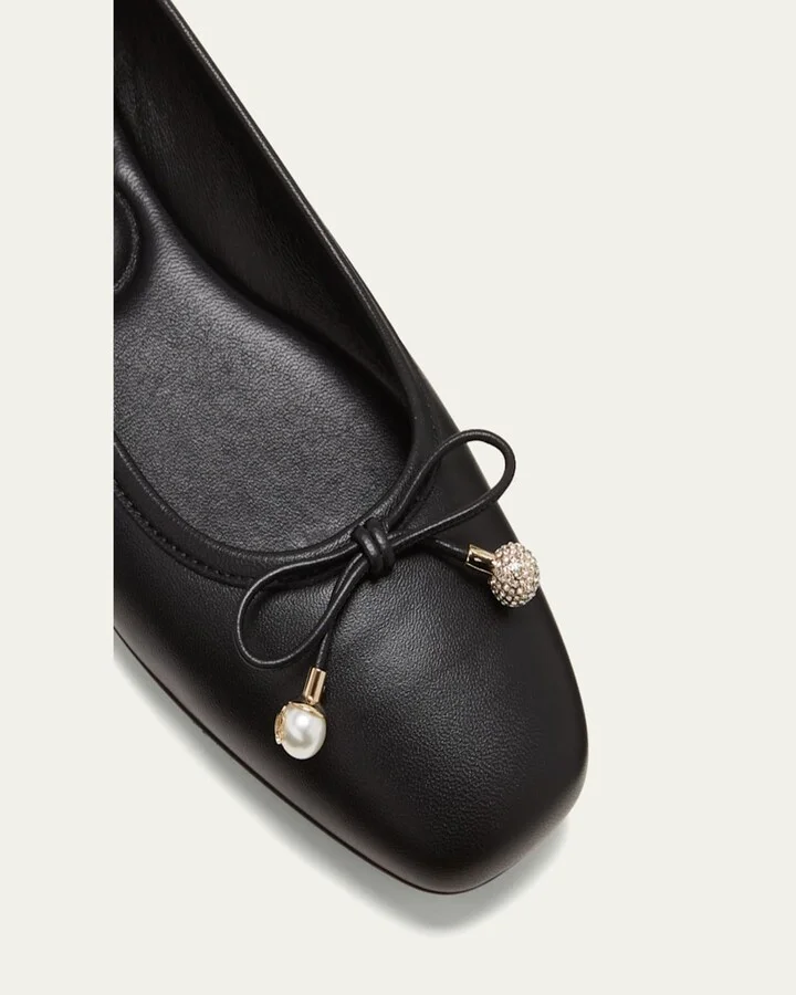 Elme Leather Bow Ballerina Flats - Image 2