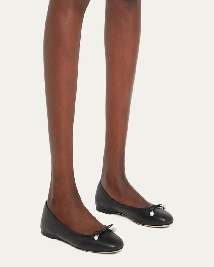 Elme Leather Bow Ballerina Flats - Image 4