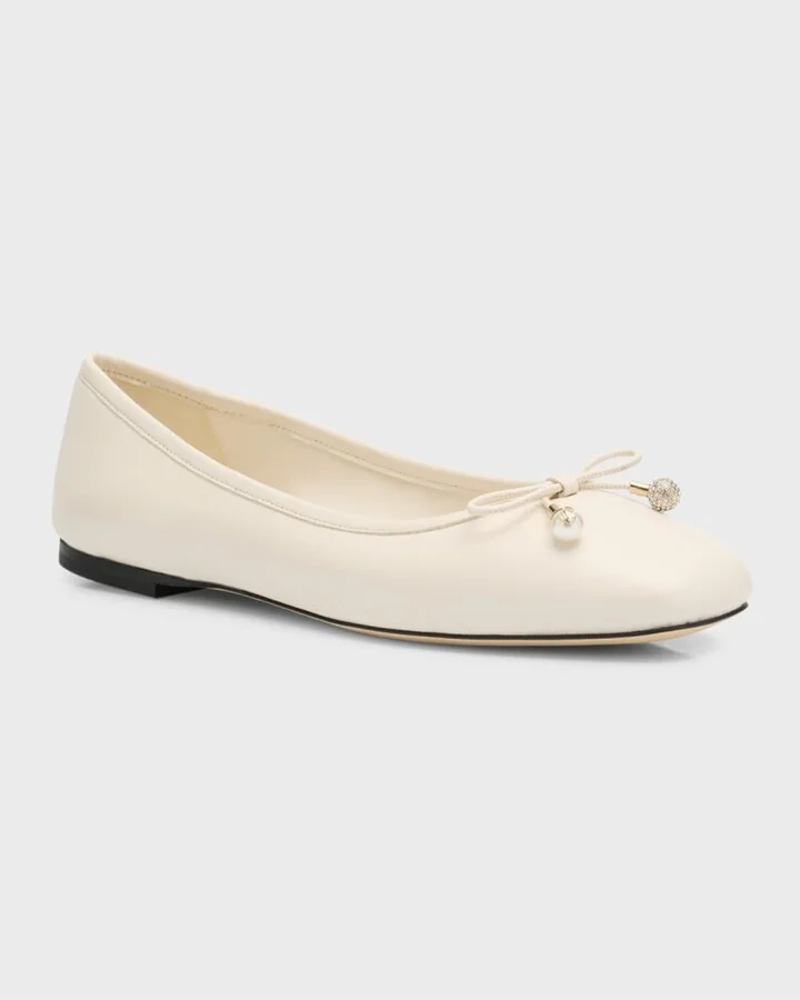 Elme Leather Bow Ballerina Flats - Image 4