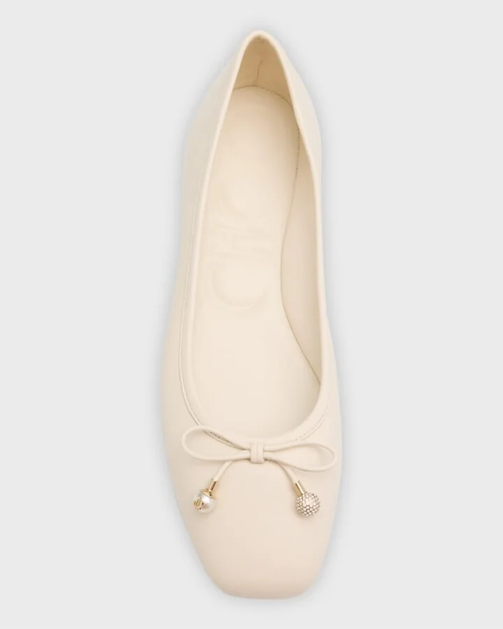 Elme Leather Bow Ballerina Flats - Image 7