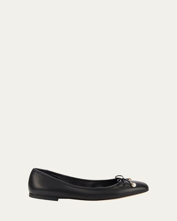 Elme Leather Bow Ballerina Flats