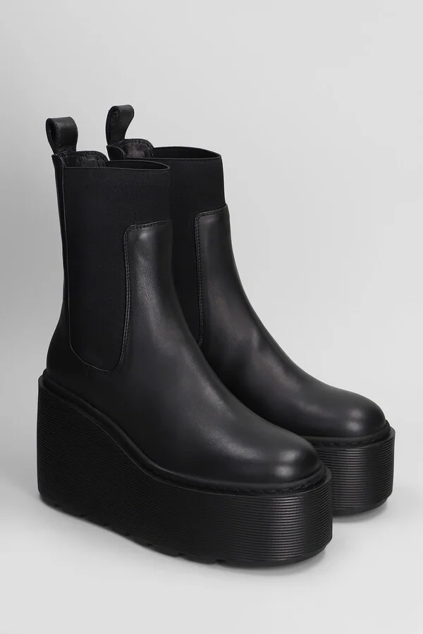 Elodie 101 High Heels Ankle Boots In Black Leather - Image 2