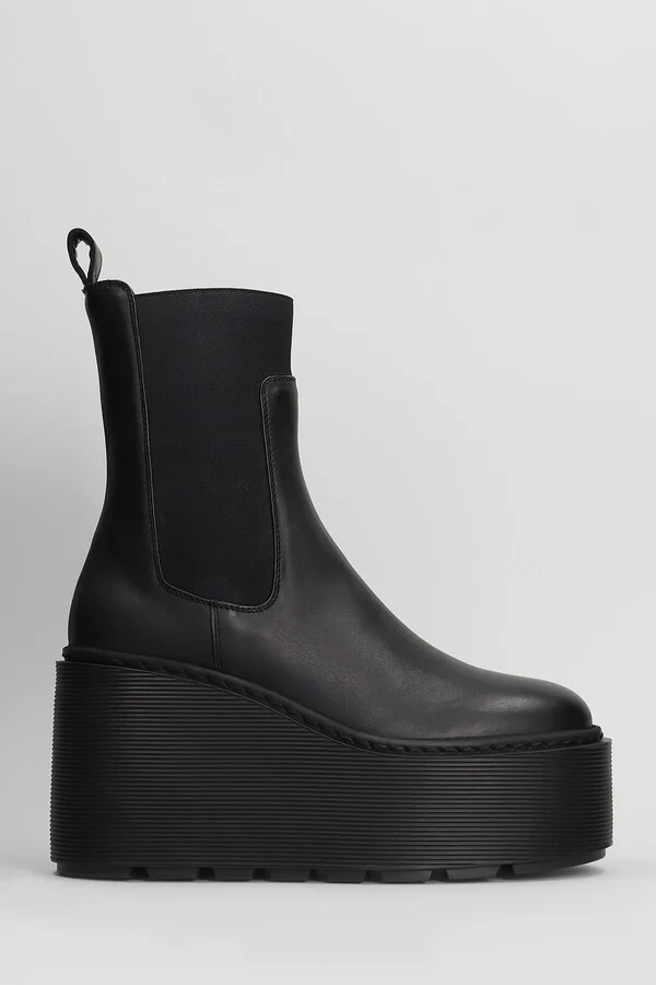 Elodie 101 High Heels Ankle Boots In Black Leather