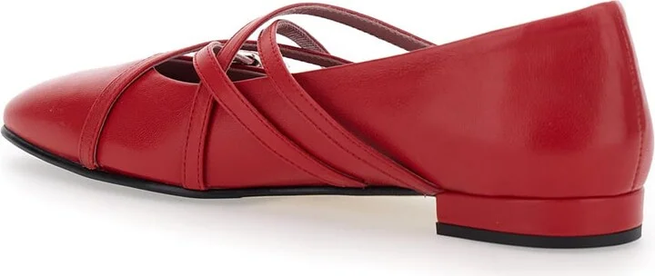 'eloise' Red Ballet Shoes With Criss-crossed Adjustable Straps In Leather Woman - Image 3