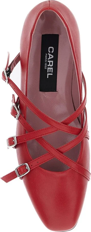 'eloise' Red Ballet Shoes With Criss-crossed Adjustable Straps In Leather Woman - Image 4