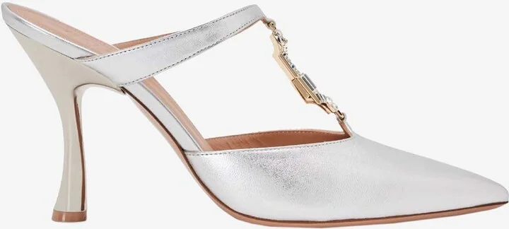 Elsa 90 Crystal-Embellished Mules in Leather