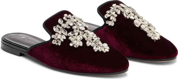 Elsa crystal velvet mules - Image 2