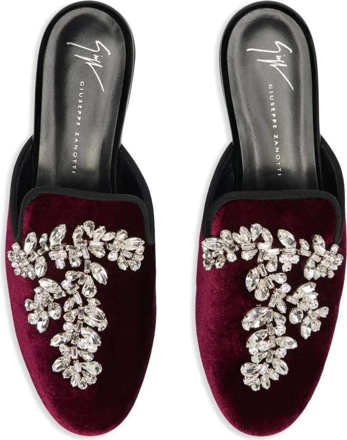 Elsa crystal velvet mules - Image 4