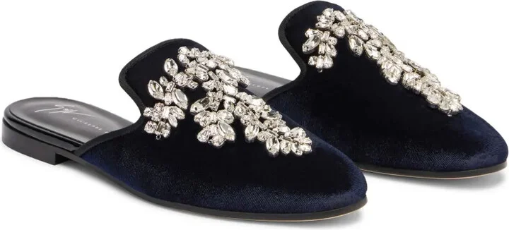 Elsa crystal velvet mules - Image 2