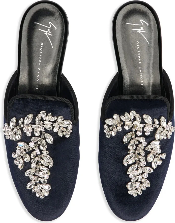 Elsa crystal velvet mules - Image 4