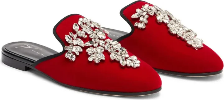 Elsa crystal velvet mules - Image 2