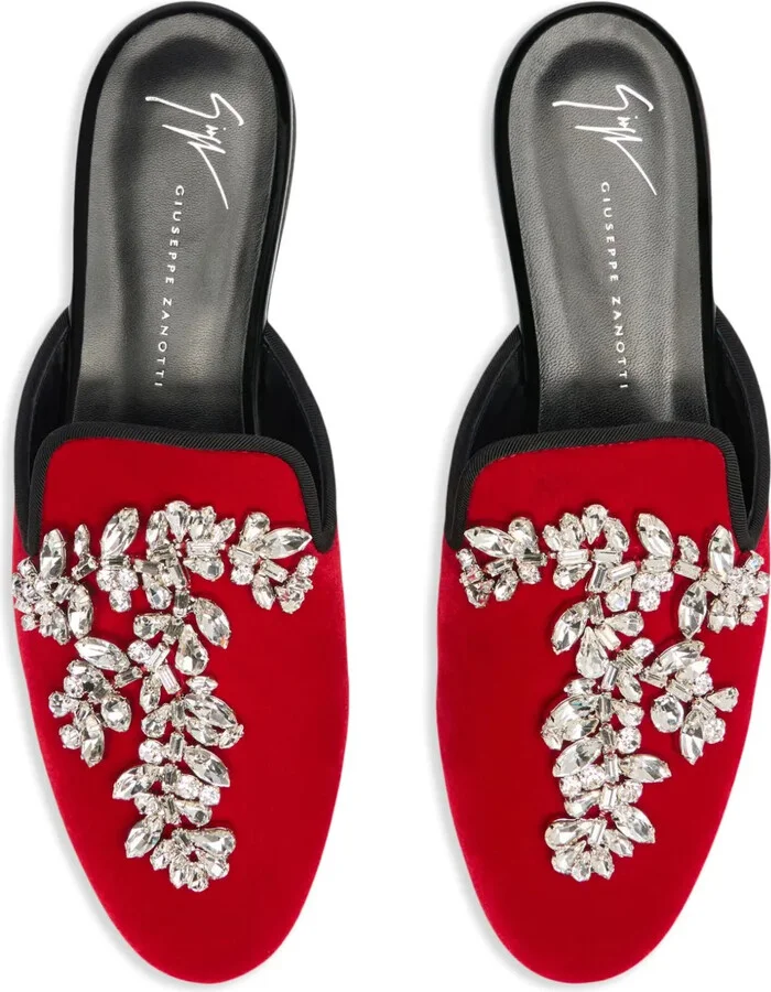 Elsa crystal velvet mules - Image 4